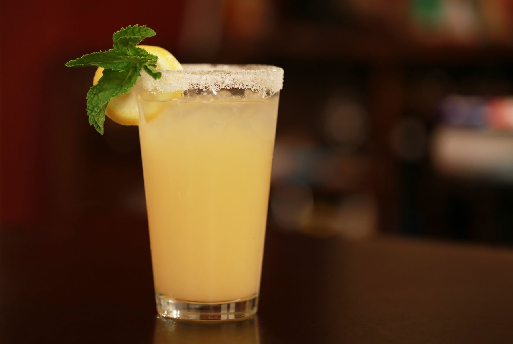 Glass of lemonade with mint